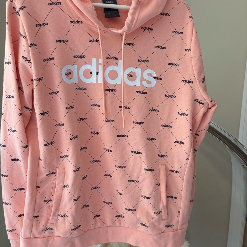 Adidas Pink Dash Pattern Crew Neck Sweater